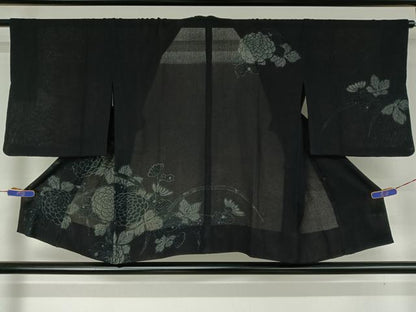 平和屋着物▽道行コート スリーシーズン 春夏秋 塵除け 草花文 正絹 逸品 AABF7094jh