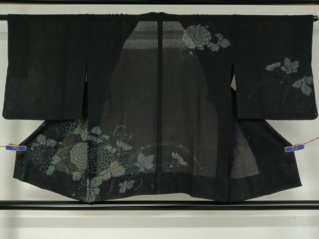 平和屋着物▽道行コート スリーシーズン 春夏秋 塵除け 草花文 正絹 逸品 AABF7094jh