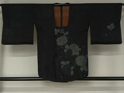 平和屋着物▽道行コート スリーシーズン 春夏秋 塵除け 草花文 正絹 逸品 AABF7094jh