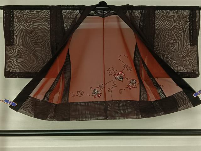 平和屋着物▽羽織　スリーシーズン　春夏秋　塵除け　花唐草文　正絹　逸品　AABF7096jh