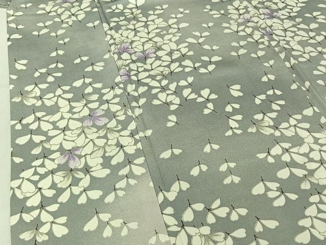 平和屋着物▽上質な小紋 単衣 草葉文 暈し染め 正絹 逸品 AABF7099jh