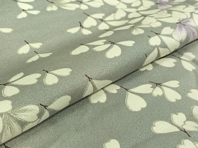 平和屋着物▽上質な小紋 単衣 草葉文 暈し染め 正絹 逸品 AABF7099jh