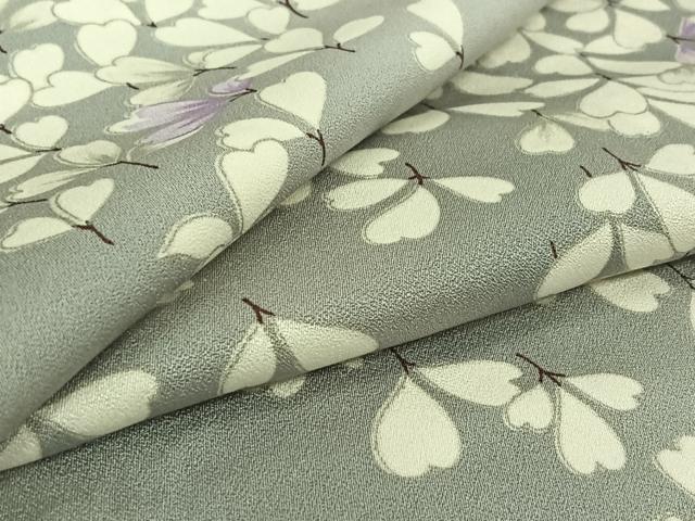 平和屋着物▽上質な小紋 単衣 草葉文 暈し染め 正絹 逸品 AABF7099jh