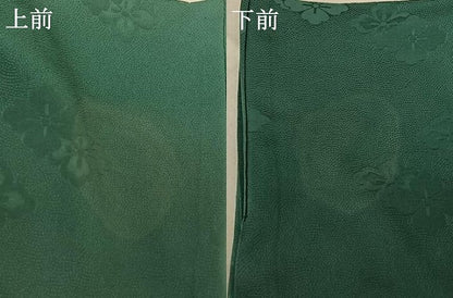 平和屋着物▽上質な色無地 単衣 花菱地紋 青緑色 正絹 逸品 AABF7103jh