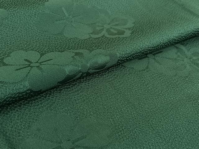 平和屋着物▽上質な色無地 単衣 花菱地紋 青緑色 正絹 逸品 AABF7103jh
