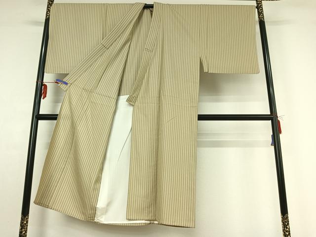 平和屋着物▽男性 紬 単衣 縞 正絹 逸品 AABF7104jh