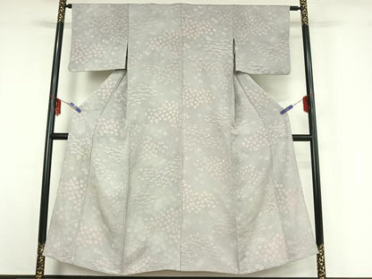 平和屋着物▽上質な小紋 単衣 地紋起こし 松竹梅文 正絹 逸品 AABF7106jh