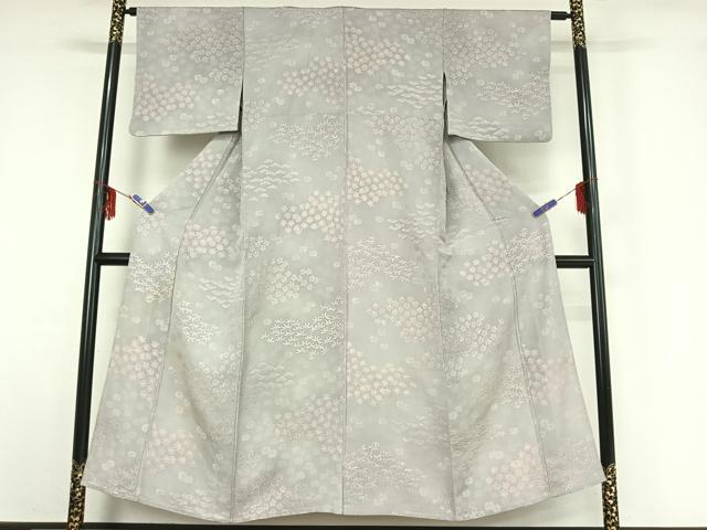 平和屋着物▽上質な小紋 単衣 地紋起こし 松竹梅文 正絹 逸品 AABF7106jh