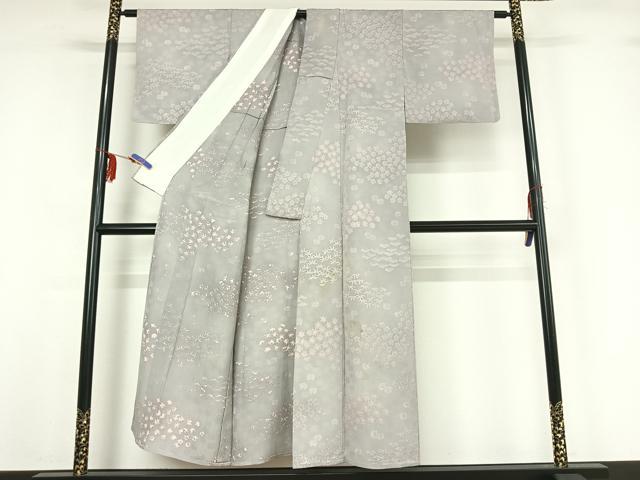 平和屋着物▽上質な小紋 単衣 地紋起こし 松竹梅文 正絹 逸品 AABF7106jh