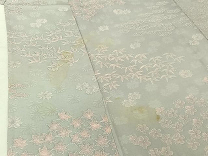 平和屋着物▽上質な小紋 単衣 地紋起こし 松竹梅文 正絹 逸品 AABF7106jh