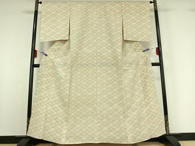 平和屋着物▽上質な紬 単衣 松文 正絹 逸品 AABF7107jh