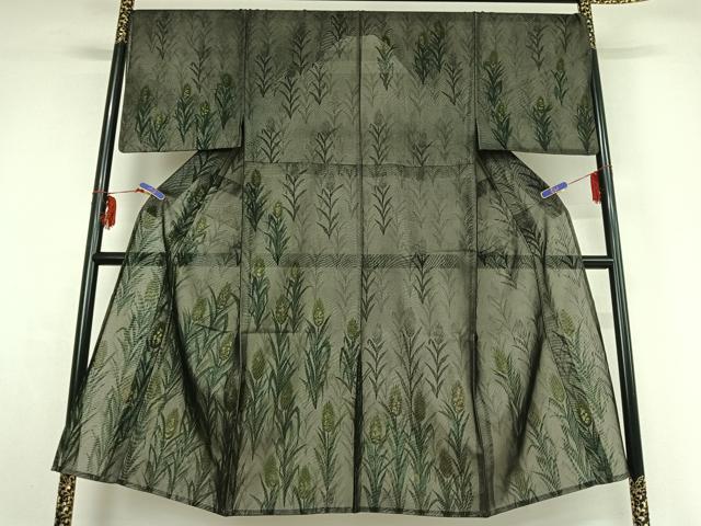 平和屋着物▽男性 訪問着 無双 紗袷 紗×紗 草花文 金彩 正絹 逸品 AABF7108jh