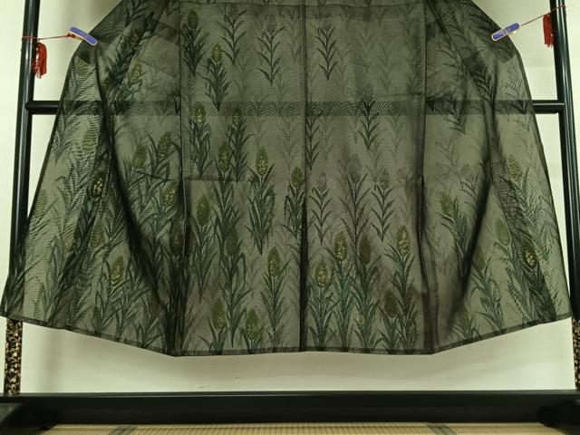 平和屋着物▽男性 訪問着 無双 紗袷 紗×紗 草花文 金彩 正絹 逸品 AABF7108jh