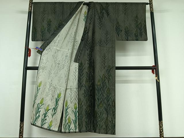 平和屋着物▽男性 訪問着 無双 紗袷 紗×紗 草花文 金彩 正絹 逸品 AABF7108jh