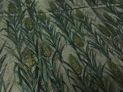 平和屋着物▽男性 訪問着 無双 紗袷 紗×紗 草花文 金彩 正絹 逸品 AABF7108jh