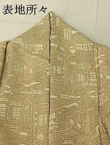 平和屋着物▽上質な小紋 単衣 風景文 正絹 逸品 AABF7109jh