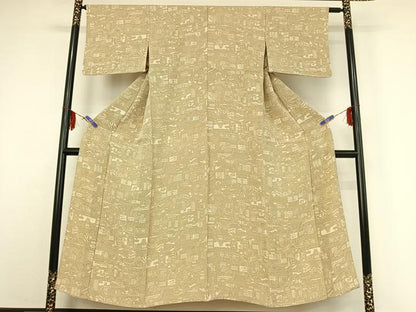 平和屋着物▽上質な小紋 単衣 風景文 正絹 逸品 AABF7109jh