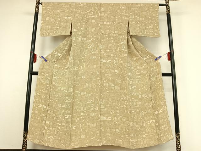 平和屋着物▽上質な小紋 単衣 風景文 正絹 逸品 AABF7109jh