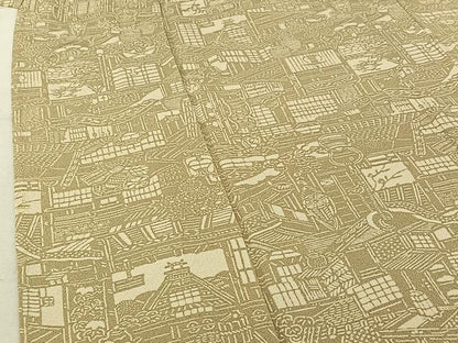 平和屋着物▽上質な小紋 単衣 風景文 正絹 逸品 AABF7109jh