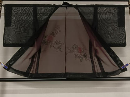 平和屋着物▽羽織 スリーシーズン 春夏秋 塵除け 総刺繍 草花文 黒地 正絹 逸品 AABF7110jh