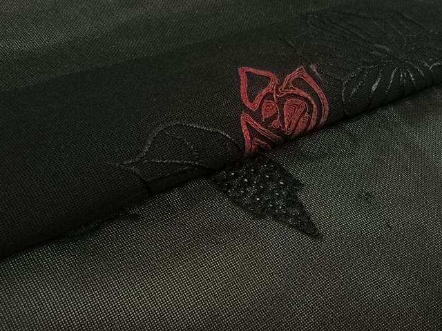 平和屋着物▽羽織 スリーシーズン 春夏秋 塵除け 総刺繍 草花文 黒地 正絹 逸品 AABF7110jh