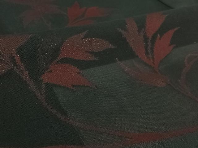 平和屋着物▽羽織 スリーシーズン 春夏秋 塵除け 草葉文 黒地 正絹 逸品 AABF7111jh
