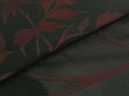 平和屋着物▽羽織 スリーシーズン 春夏秋 塵除け 草葉文 黒地 正絹 逸品 AABF7111jh