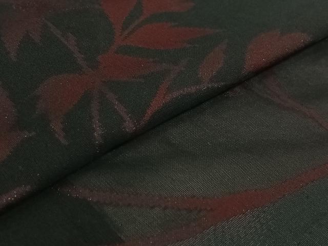 平和屋着物▽羽織 スリーシーズン 春夏秋 塵除け 草葉文 黒地 正絹 逸品 AABF7111jh