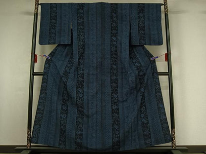 平和屋着物▽上質な紬 単衣 花間道 正絹 逸品 AABF7112jh