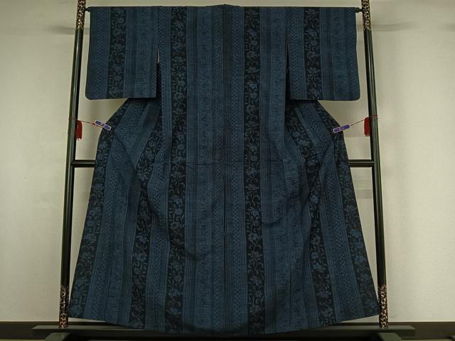 平和屋着物▽上質な紬 単衣 花間道 正絹 逸品 AABF7112jh