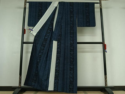平和屋着物▽上質な紬 単衣 花間道 正絹 逸品 AABF7112jh