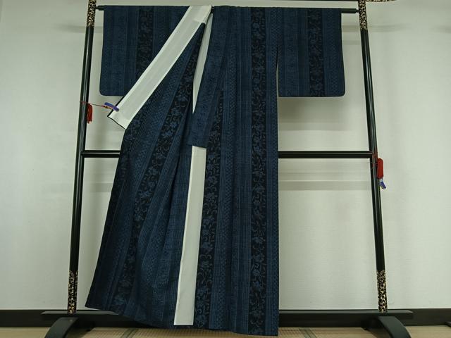 平和屋着物▽上質な紬 単衣 花間道 正絹 逸品 AABF7112jh