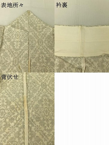 平和屋着物▽本場結城紬 重要無形文化財 単衣 正倉院花文 証紙付き 正絹 逸品 AABF7114jh