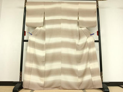 平和屋着物▽上質な小紋 単衣 横段文 暈し染め 正絹 逸品 AABF7115jh