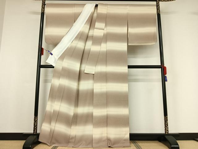 平和屋着物▽上質な小紋 単衣 横段文 暈し染め 正絹 逸品 AABF7115jh