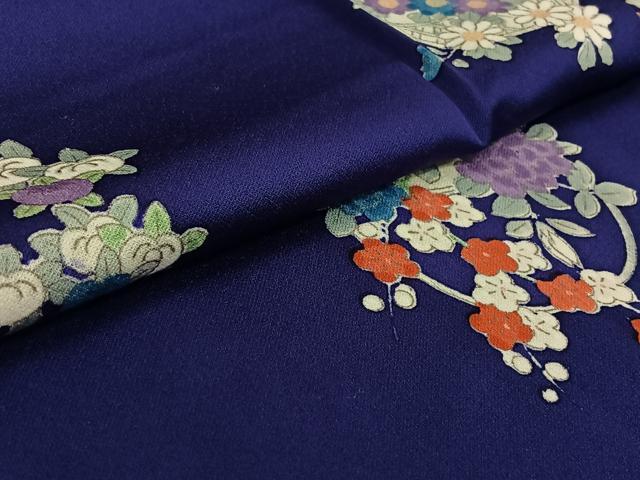 平和屋着物▽上質な小紋 単衣 手描き 花籠文 正絹 逸品 AABF7117jh