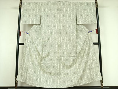 平和屋着物▽本場村山大島紬 単衣 幾何学文様 正絹 逸品 AABF7119jh