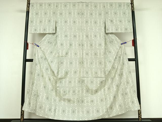 平和屋着物▽本場村山大島紬 単衣 幾何学文様 正絹 逸品 AABF7119jh