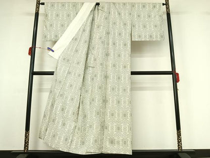 平和屋着物▽本場村山大島紬 単衣 幾何学文様 正絹 逸品 AABF7119jh
