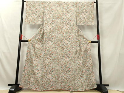 平和屋着物■上質な小紋 亀甲草花文 正絹 逸品 AABF7121tn