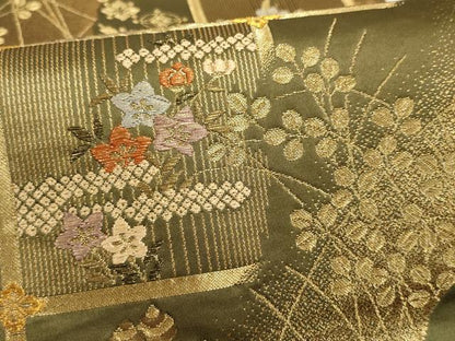 平和屋着物▼六通柄袋帯　宝栄百選　天井花文　金糸　正絹　逸品　AABF7174wj