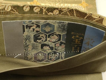 平和屋着物▼六通柄袋帯　宝栄百選　天井花文　金糸　正絹　逸品　AABF7174wj