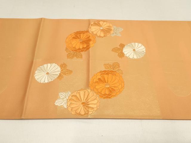 平和屋着物▼総刺繍　袋帯　草花文　金糸　正絹　逸品　AABF7181wj