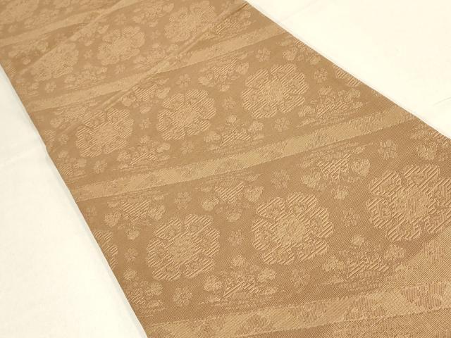 平和屋着物▼全通柄袋帯 斜め取り花文 金糸 正絹 逸品 AABF7232wj