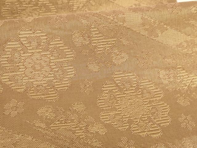 平和屋着物▼全通柄袋帯 斜め取り花文 金糸 正絹 逸品 AABF7232wj