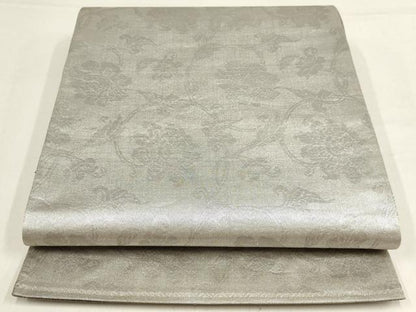 平和屋着物▼全通柄袋帯　花唐草文　銀糸　正絹　逸品　AABF7233wj
