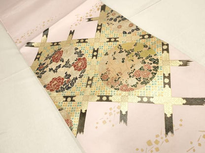 平和屋着物▼太鼓柄袋帯 天井花丸文 金彩 正絹 逸品 AABF7257wj