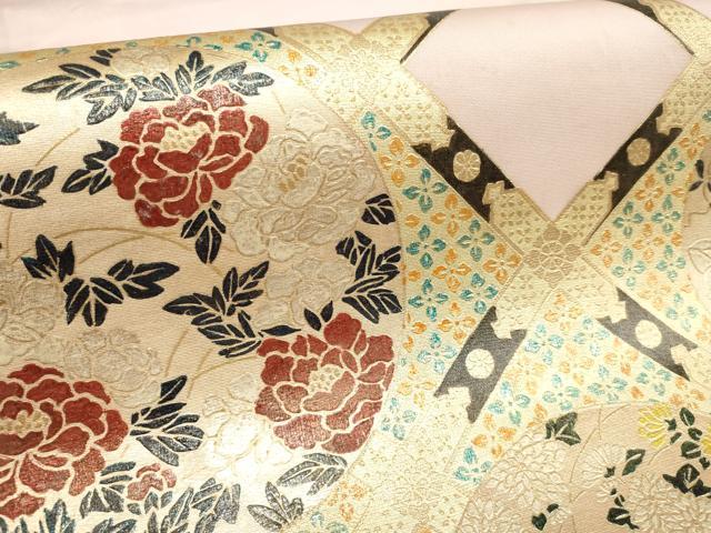 平和屋着物▼太鼓柄袋帯 天井花丸文 金彩 正絹 逸品 AABF7257wj