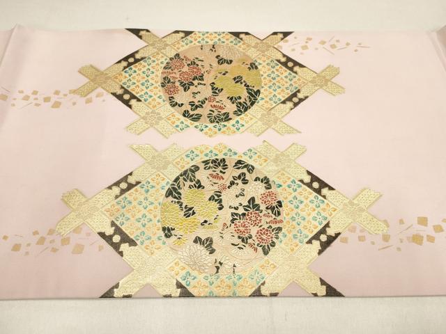 平和屋着物▼太鼓柄袋帯 天井花丸文 金彩 正絹 逸品 AABF7257wj