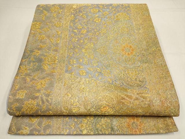平和屋着物▽六通柄袋帯 花鳥唐草文 金糸 正絹 逸品 AABF7295wj